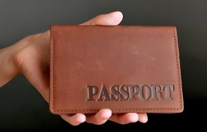 BROWN LEATHER PERSONALIZED PASSPORT COVERS